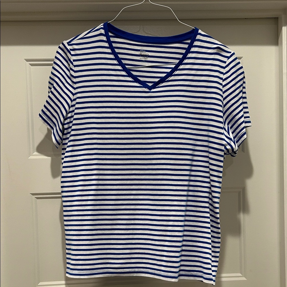 Kim Rogers Blue and White Striped Top